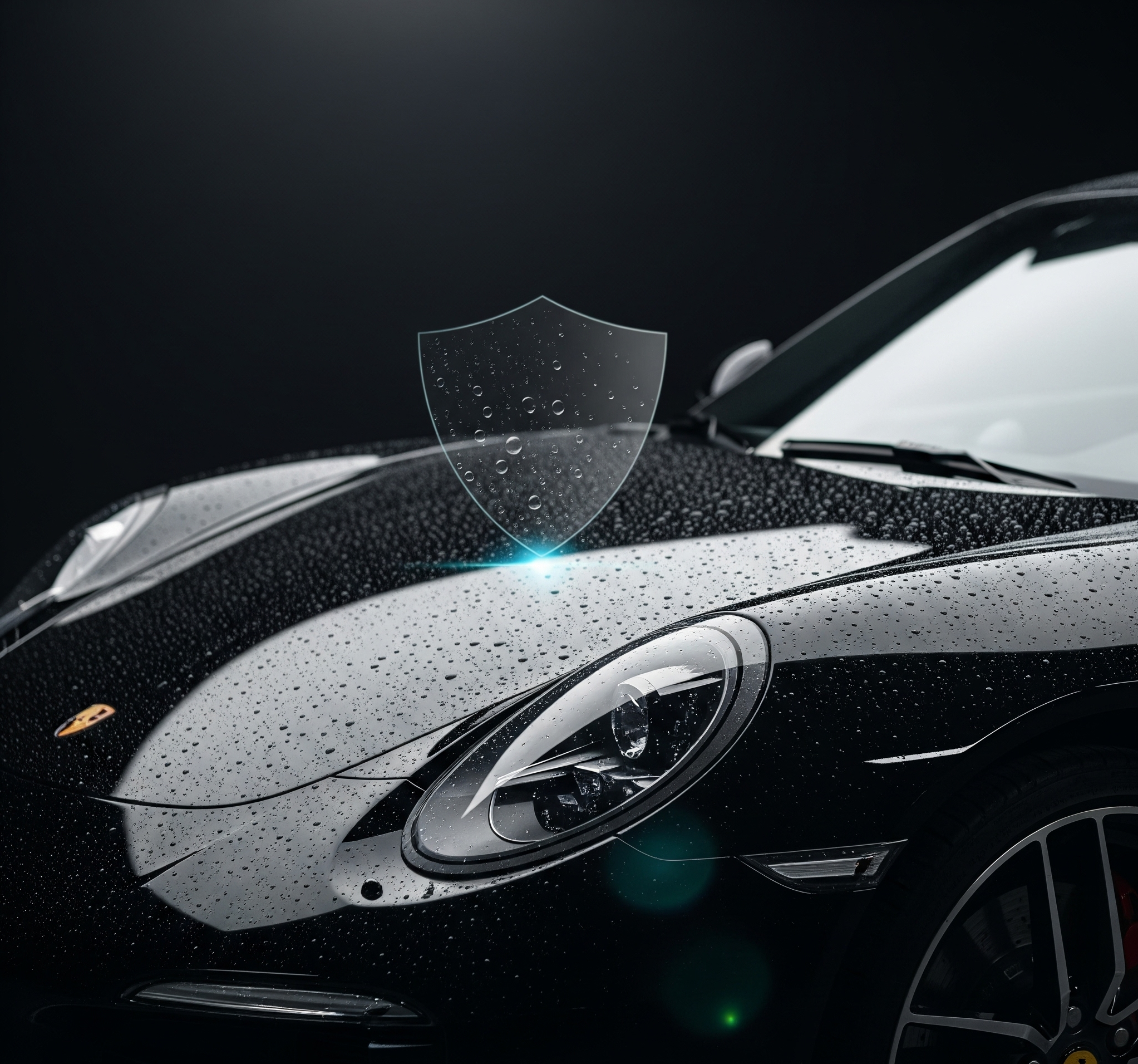 Hydrophobic water beading effect